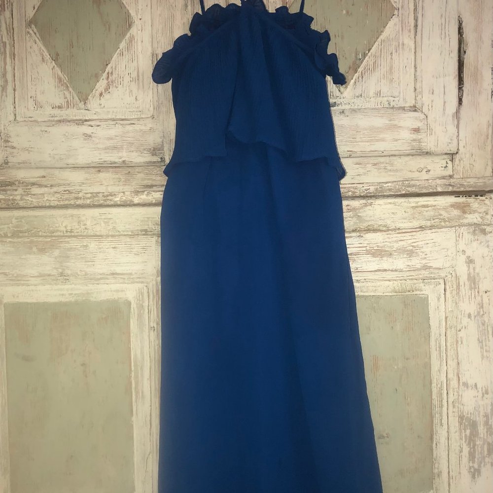 Blue off the shoulder empire maxi gown Size S